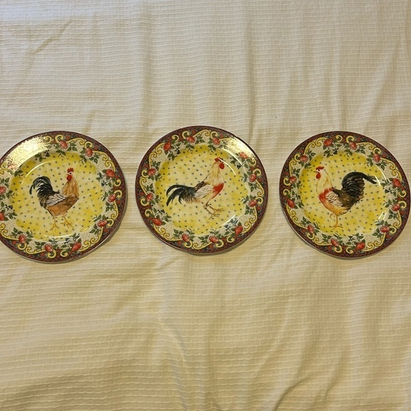 American Atelier Petite Provence Accent Rooster Salad Plates - Picture 1 of 8